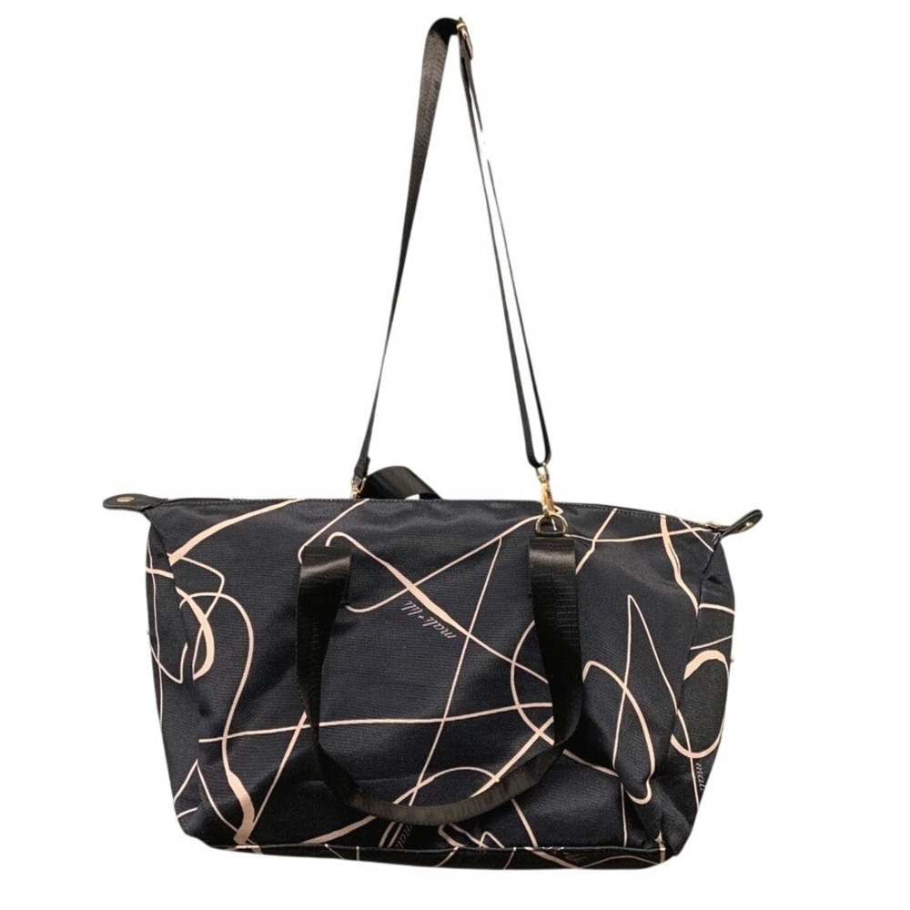 Mali + Lili Geometric Tote Bag Womens Large Black Nylon Travel Casual Shoulder